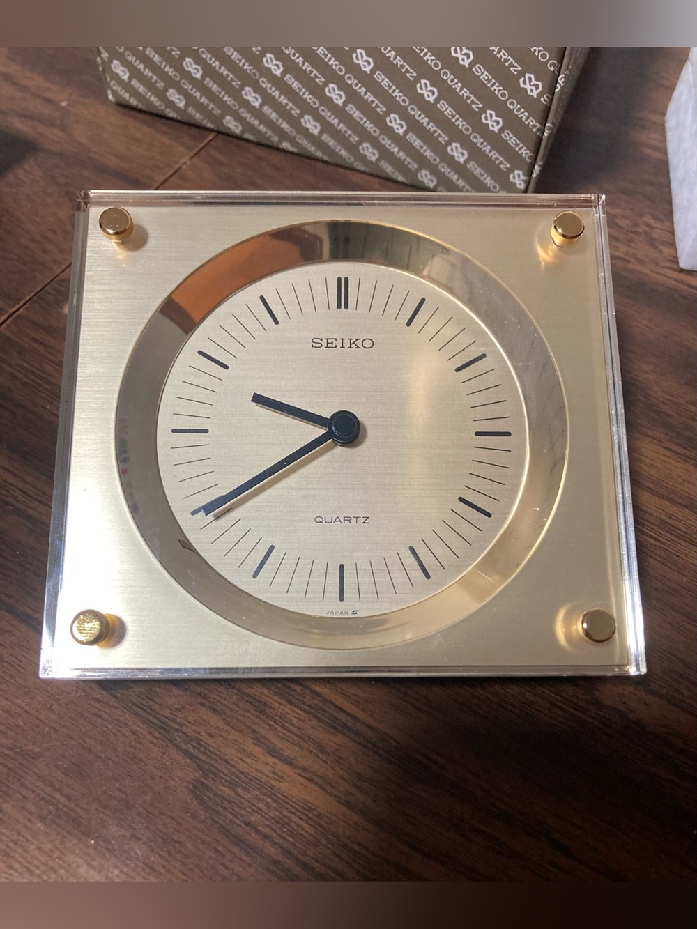Seiko Gold Square Quartz Clock